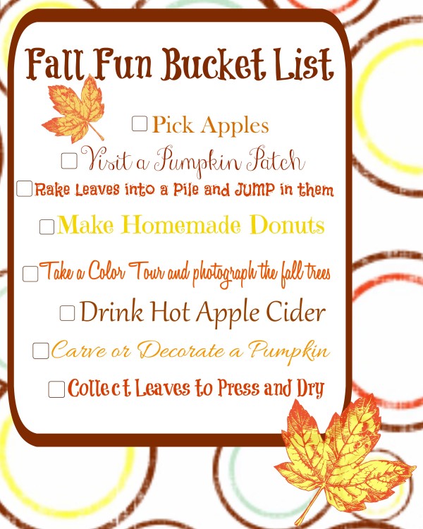 Fall Fun Bucket List Printable