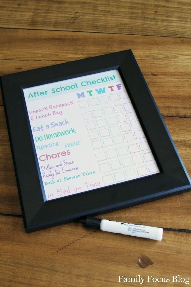 After School Checklist For Kids