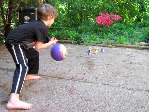outdoor summer fun for kids- driveway bowling 